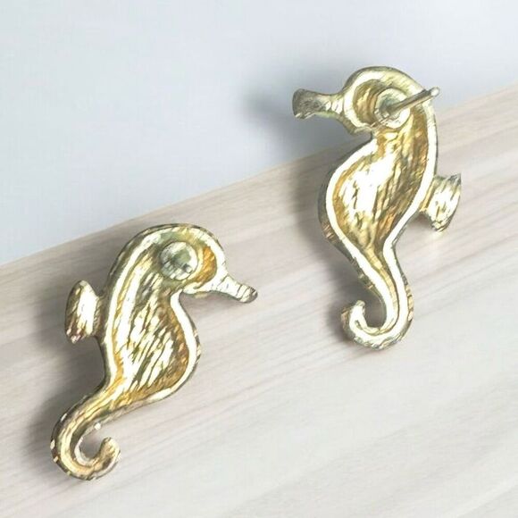 Crystal Pave Seahorse Stud Earrings - Picture 5 of 5